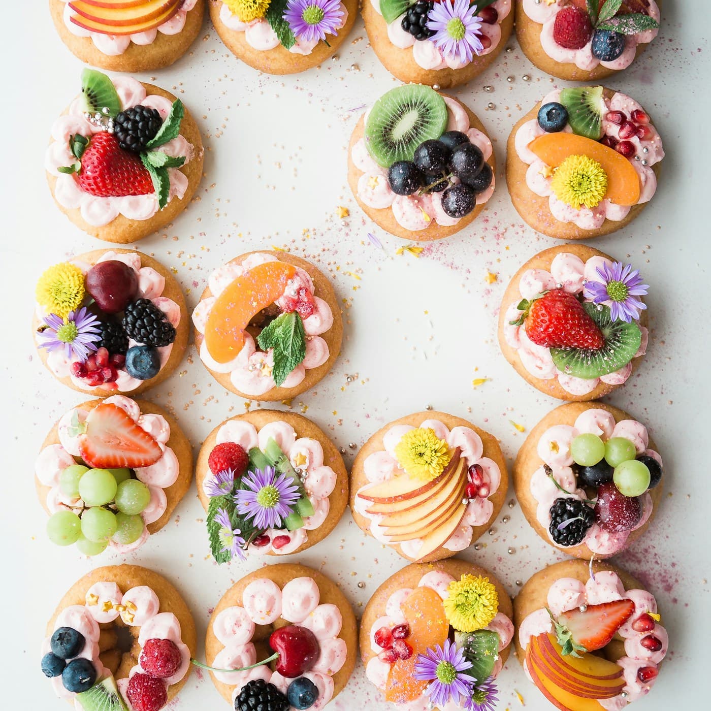 Assorted box of eight tart slices tied with ribbon